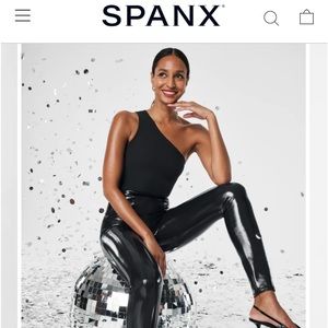 SPANX Black faux patent leather leggings